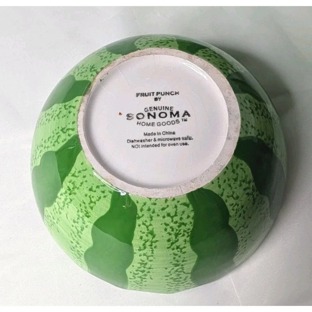 Sonoma Home Goods Fruit Punch Watermelon Ceramic Bowl Set of 3 Red Green